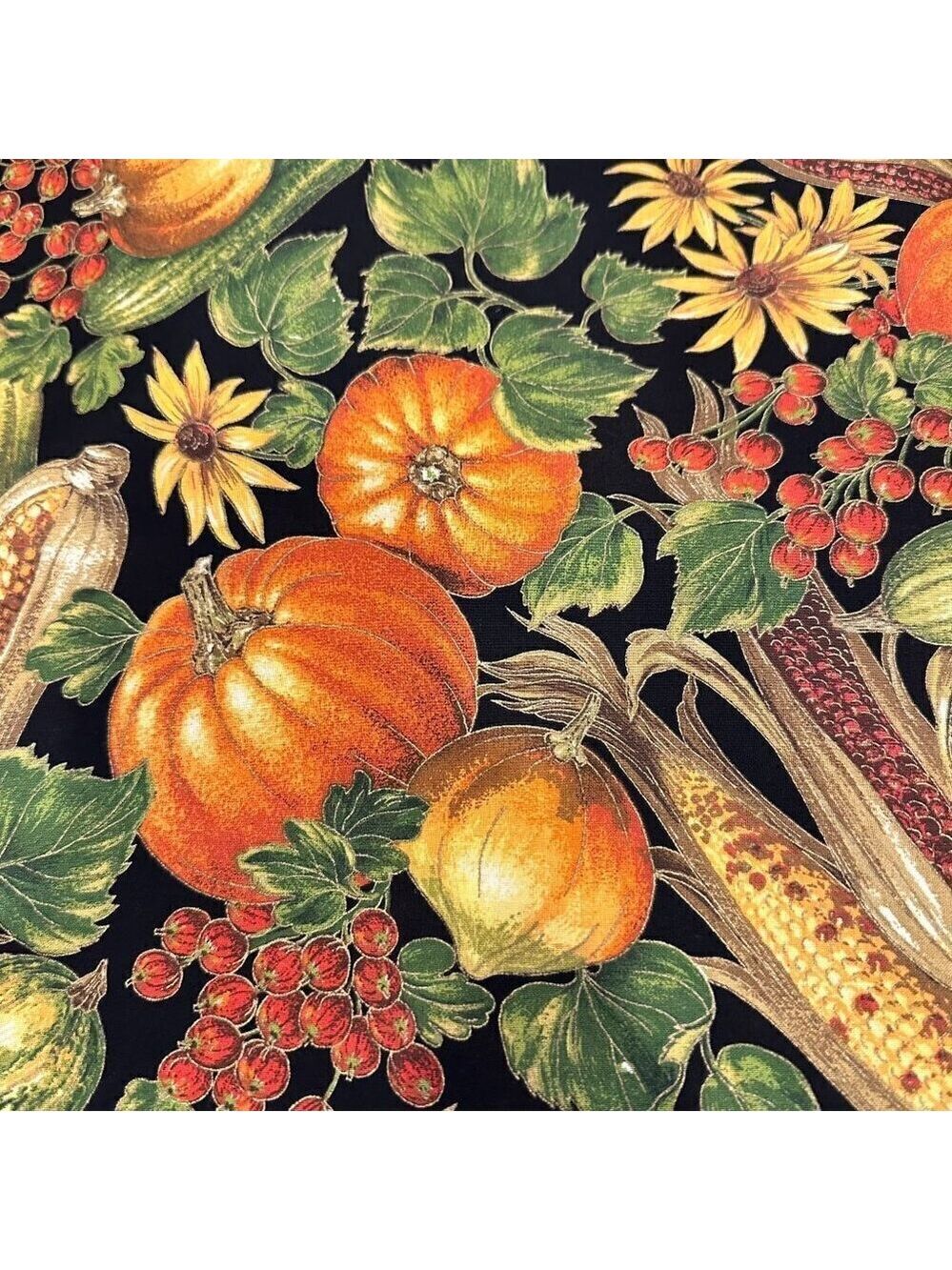 Autumn Harvest Fabric Cranston Cotton Pumpkins Fall Gourds Quilting 44 X 36